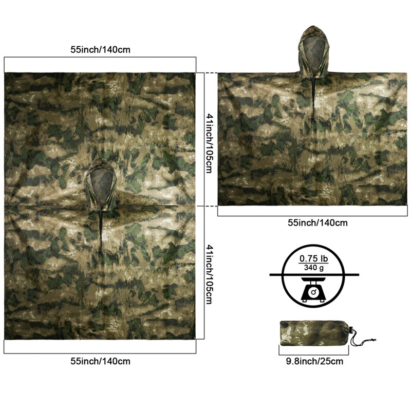 MENFLY ATFG Moss Camouflage Ta - Emergency Poncho Rain ulasan dan harga