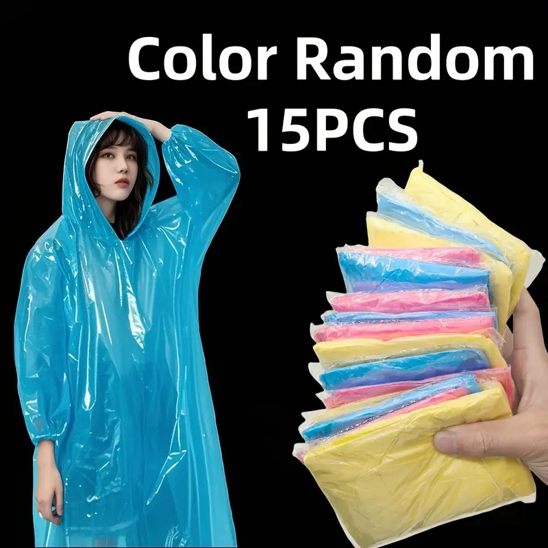 15/30Pcs Random Color Disposab - Emergency Poncho Rain ulasan dan harga